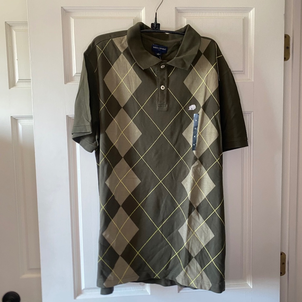 NWT - Banana Republic Polo with Argyle Front and Solid Back - Size XL